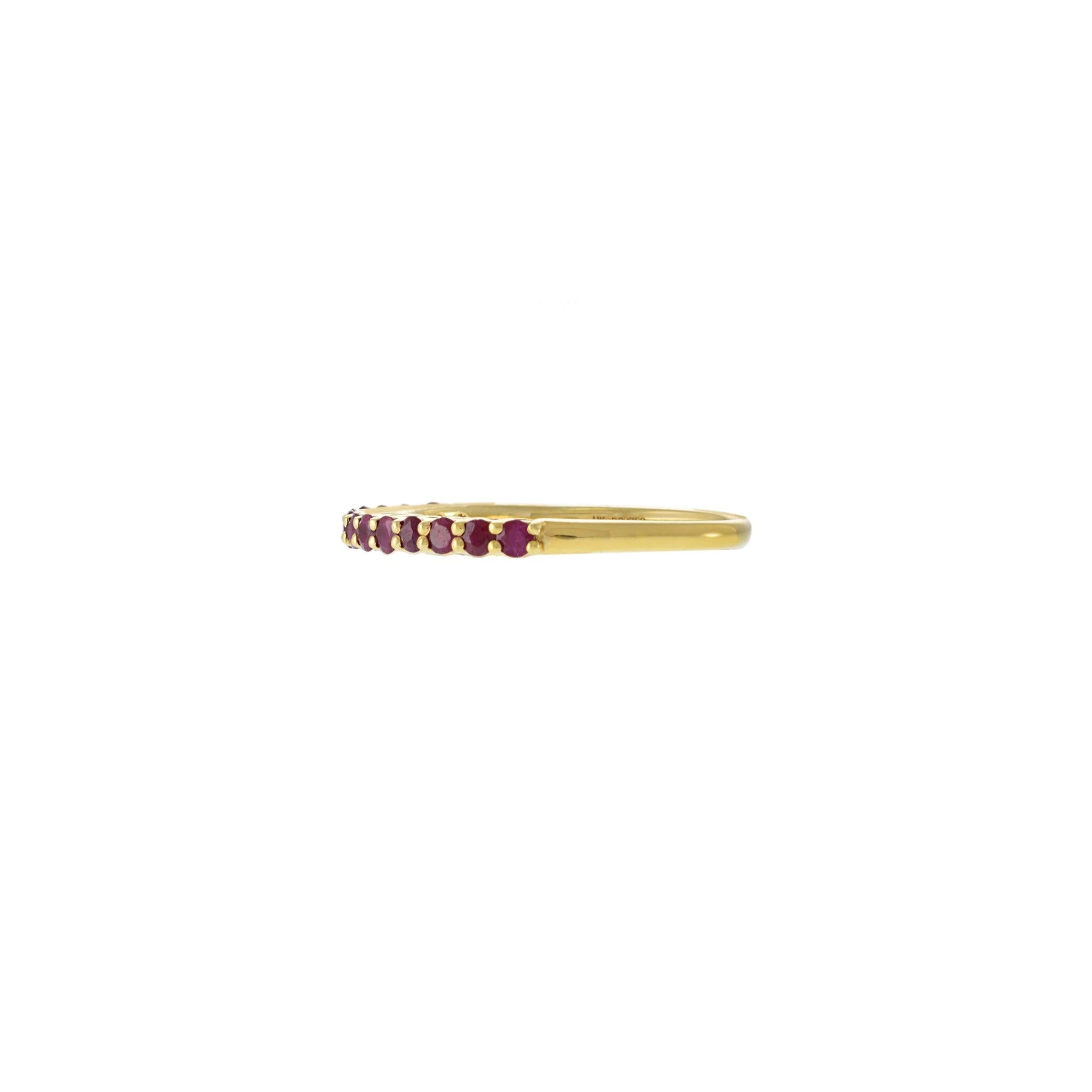 18K Yellow Gold Ruby Stackable Band