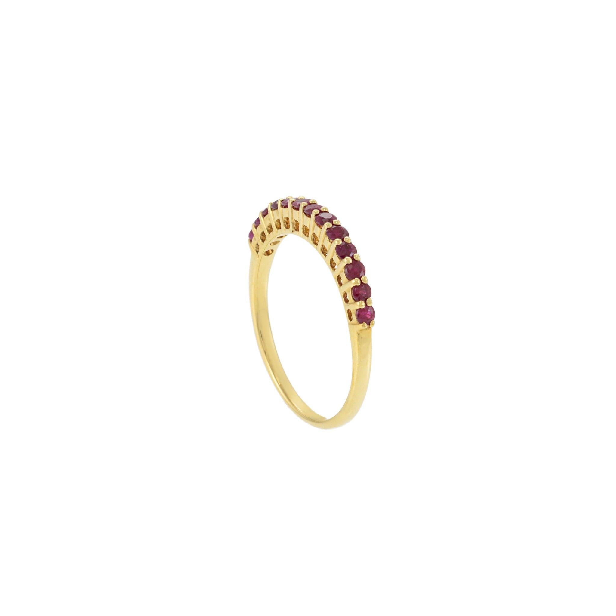 18K Yellow Gold Ruby Stackable Band