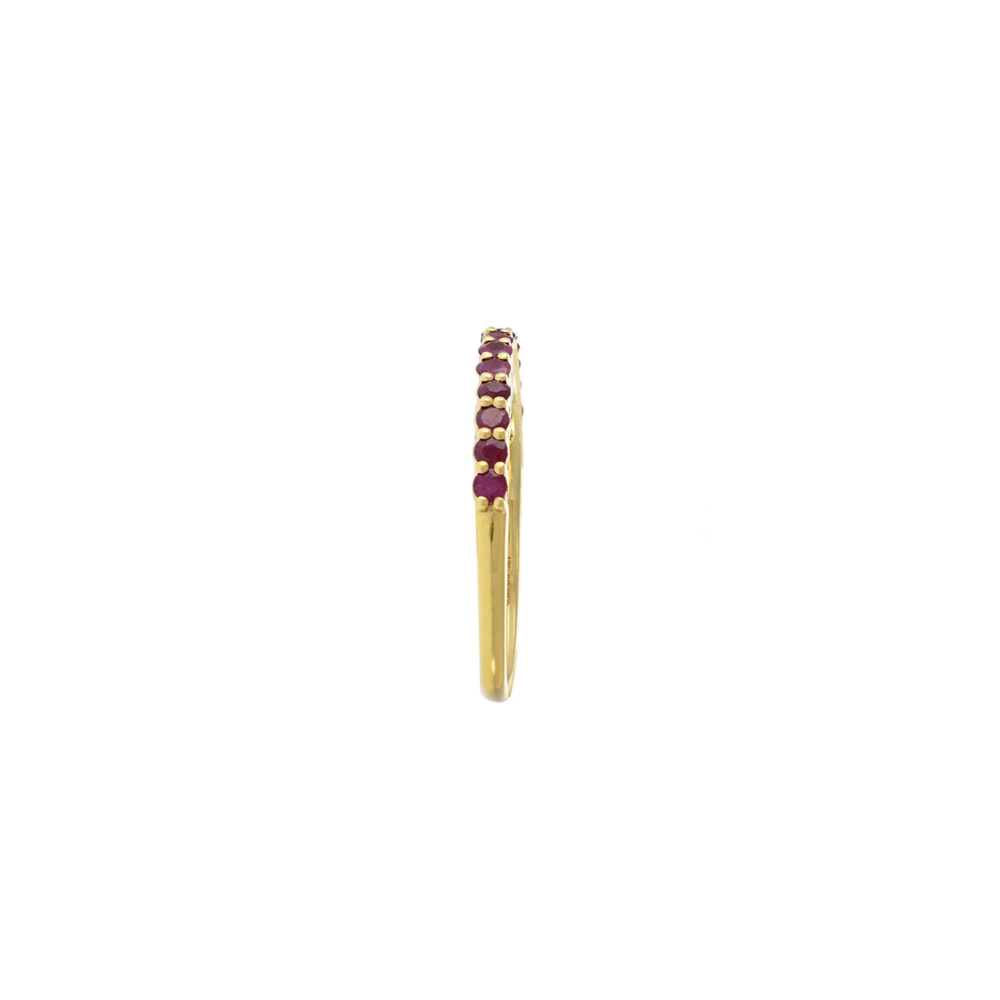 18K Yellow Gold Ruby Stackable Band