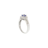 14KT White Gold Tanzanite and Diamond Halo Ring