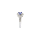 14KT White Gold Tanzanite and Diamond Halo Ring