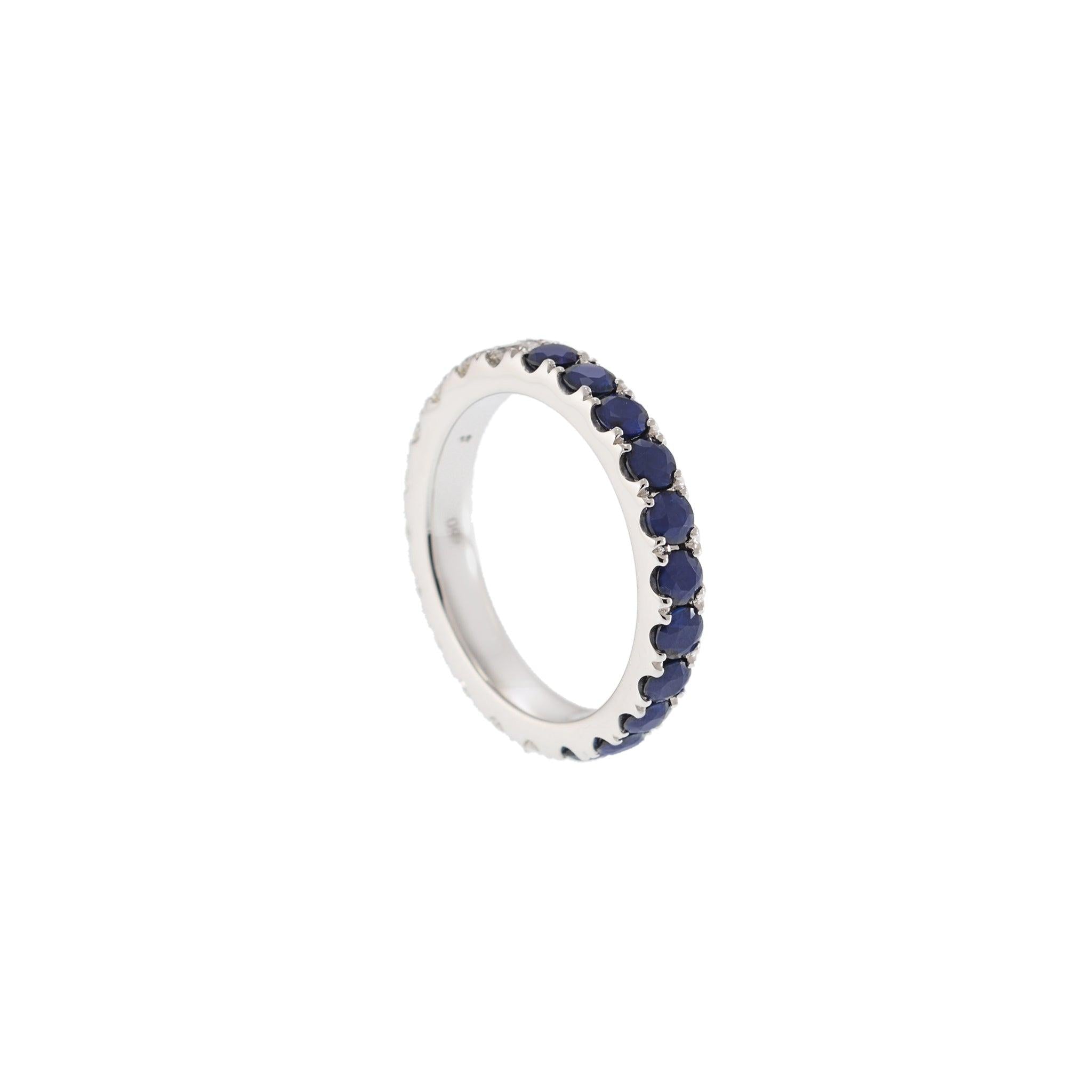 18KT White Gold Sapphire and Diamond Eternity Band