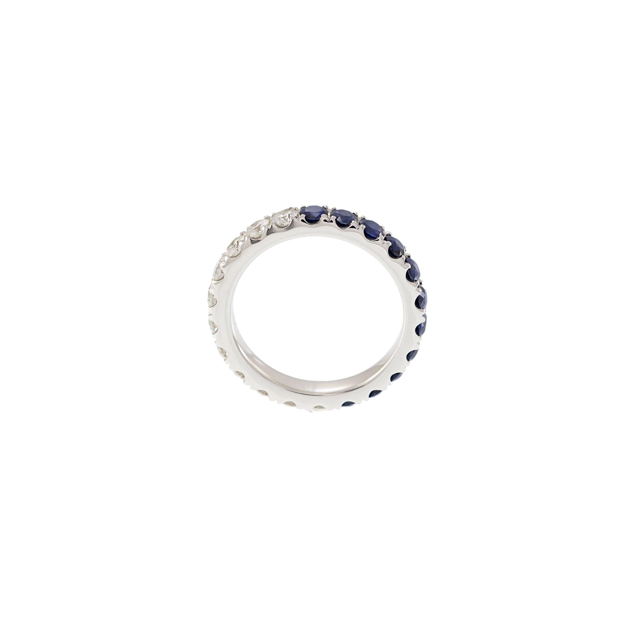 18KT White Gold Sapphire and Diamond Eternity Band