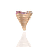 14KT Rose Gold Cigar Band Ring with Pink Sapphires and Diamonds