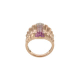 14KT Rose Gold Cigar Band Ring with Pink Sapphires and Diamonds