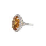 14KT White Gold Citrine and Diamond Double Halo Ring