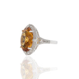 14KT White Gold Citrine and Diamond Double Halo Ring