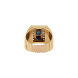 Men's Vintage Retro 18KT Rose Gold Blue Sapphire & Diamond Ring