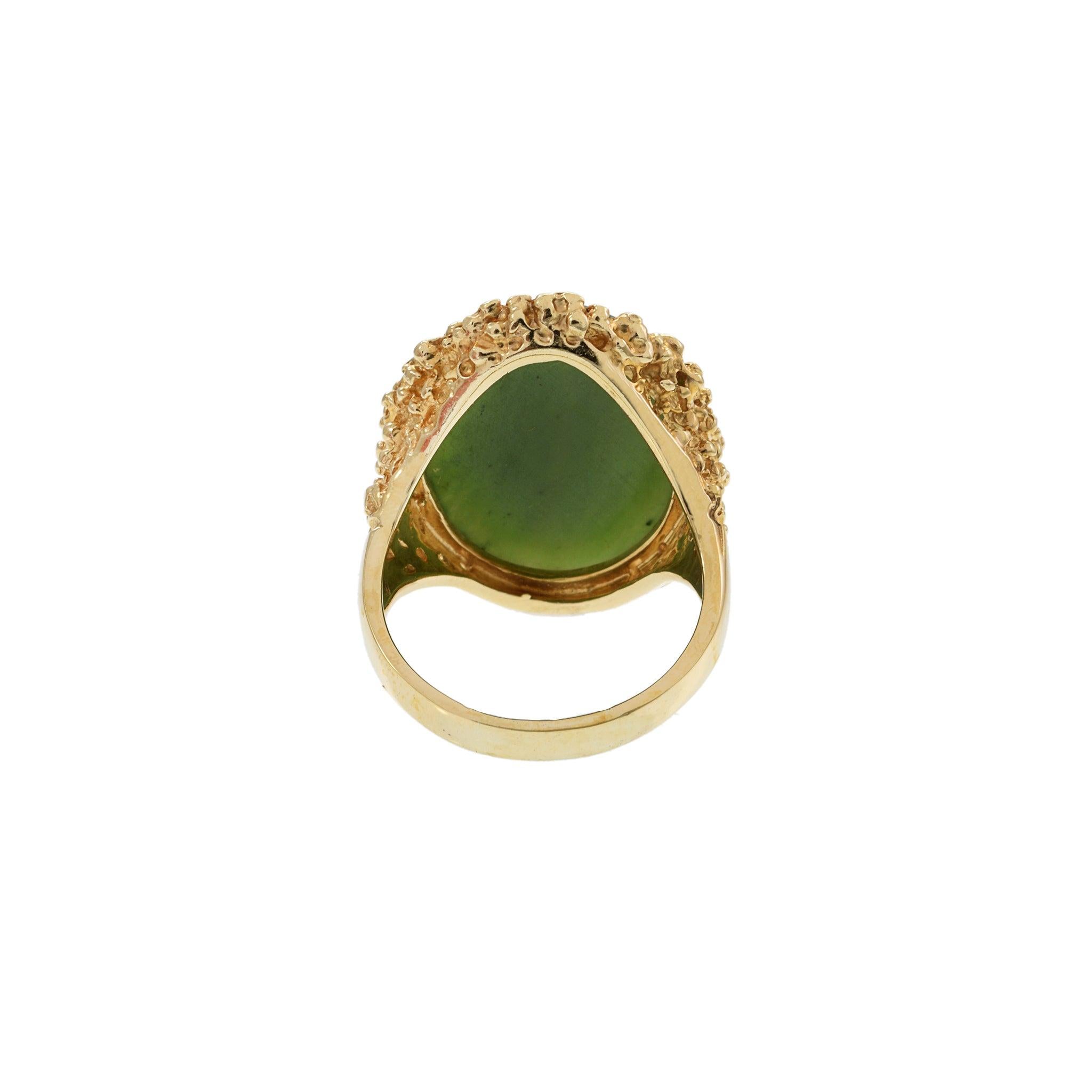 Men's Vintage Oval Jade Ring in 14KT Yellow Gold