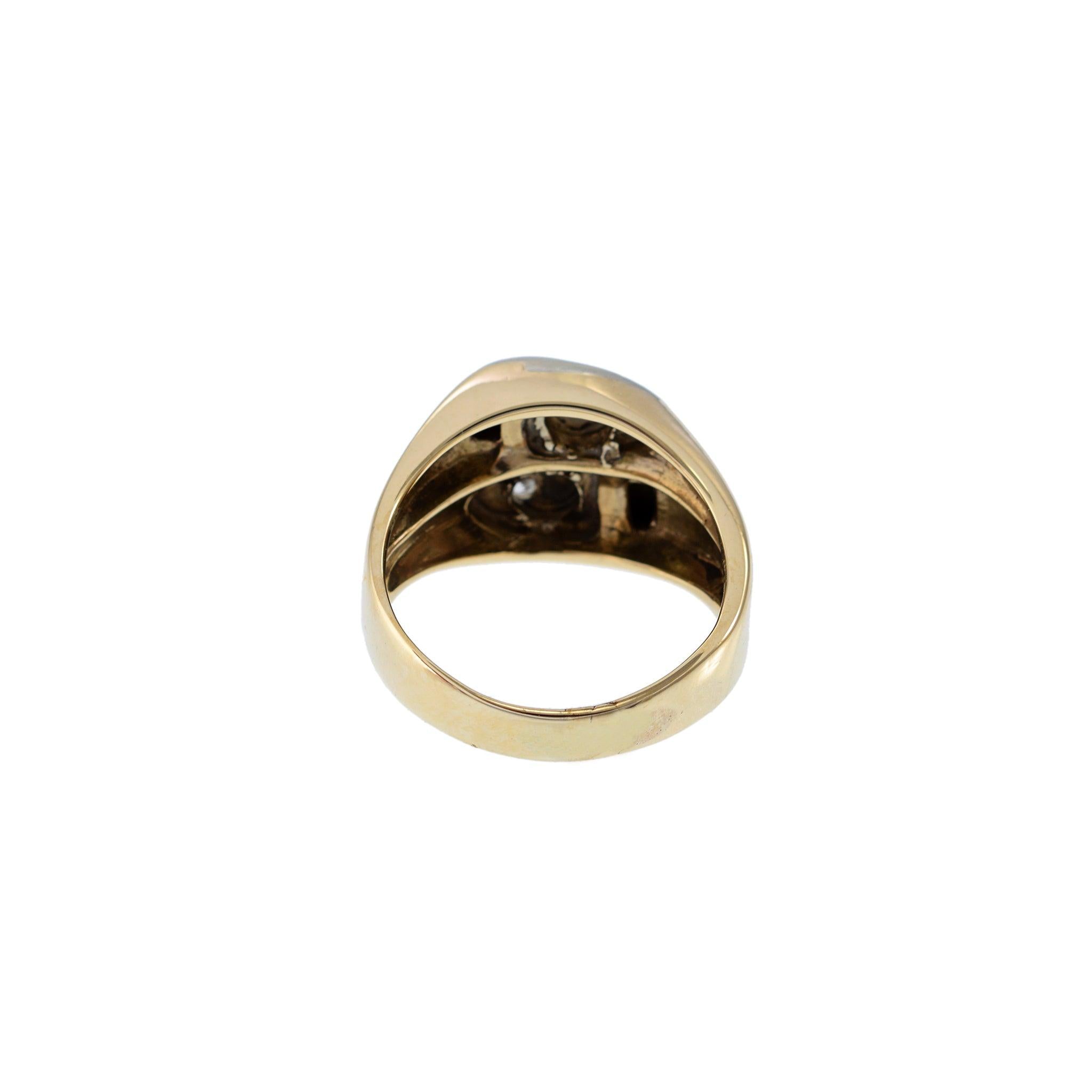 Vintage 14KT Yellow Gold A/S Initial Ring with Diamonds