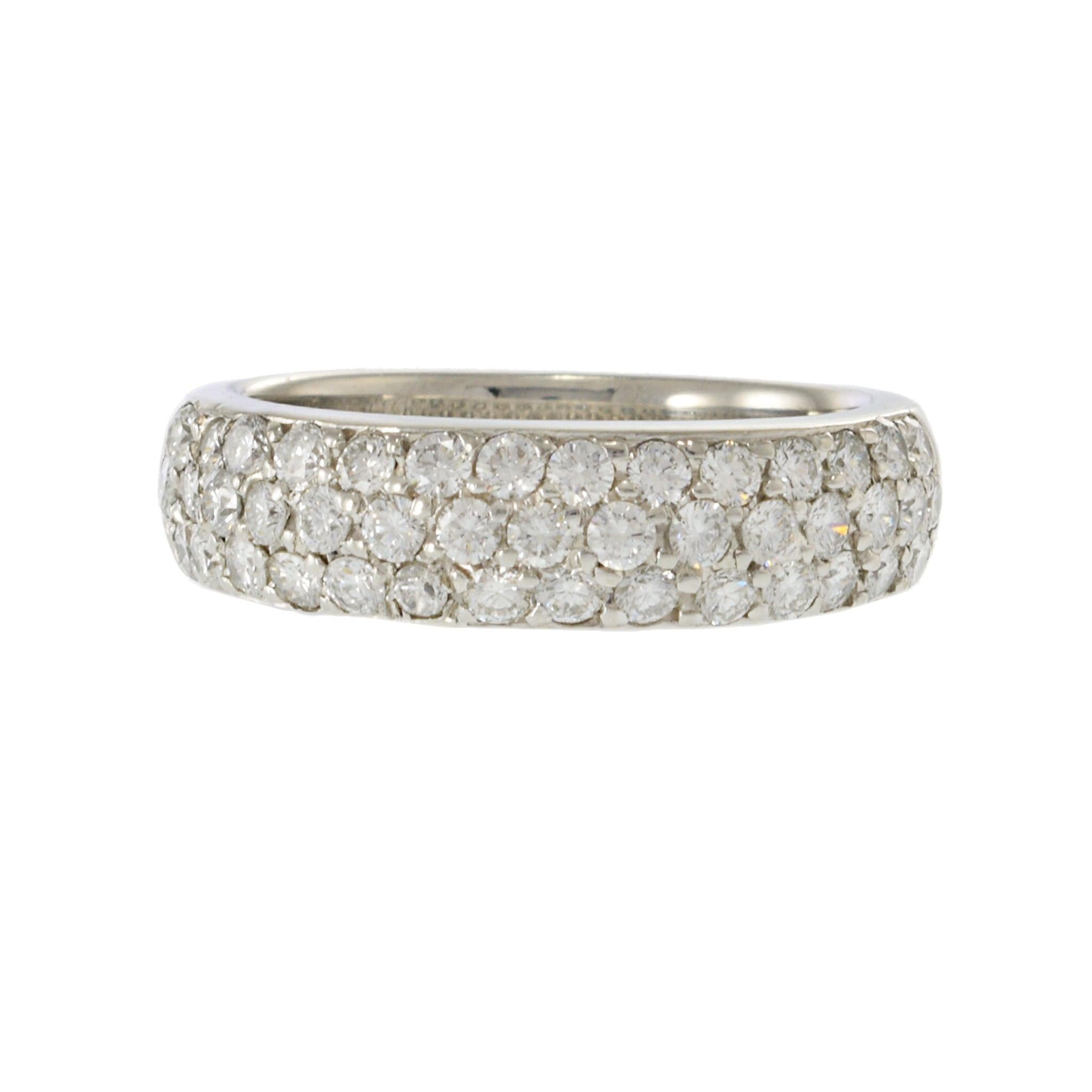 Platinum Three Row Half Way Pavé Diamond Band