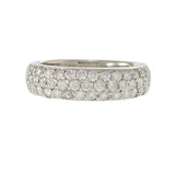 Platinum Three Row Half Way Pavé Diamond Band