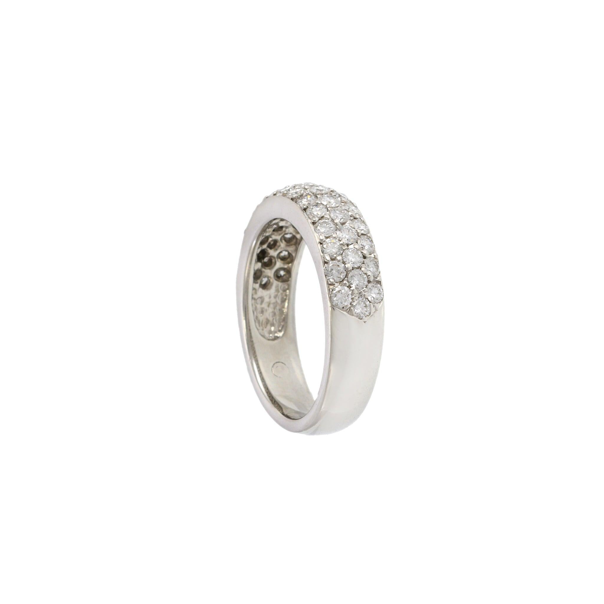 Platinum Three Row Half Way Pavé Diamond Band