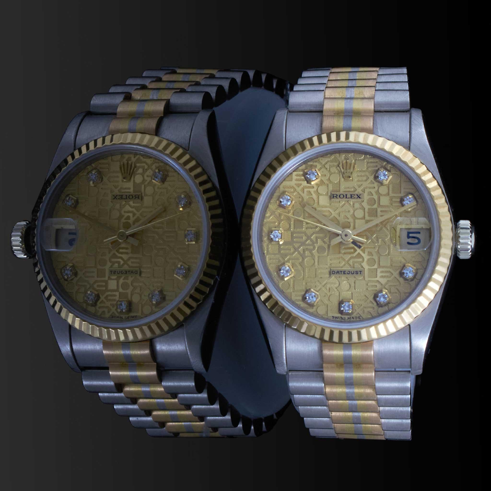 Rolex Midsize 31MM Tridor Datejust Ref. 68279 in 18KT White, Yellow & Rose Gold