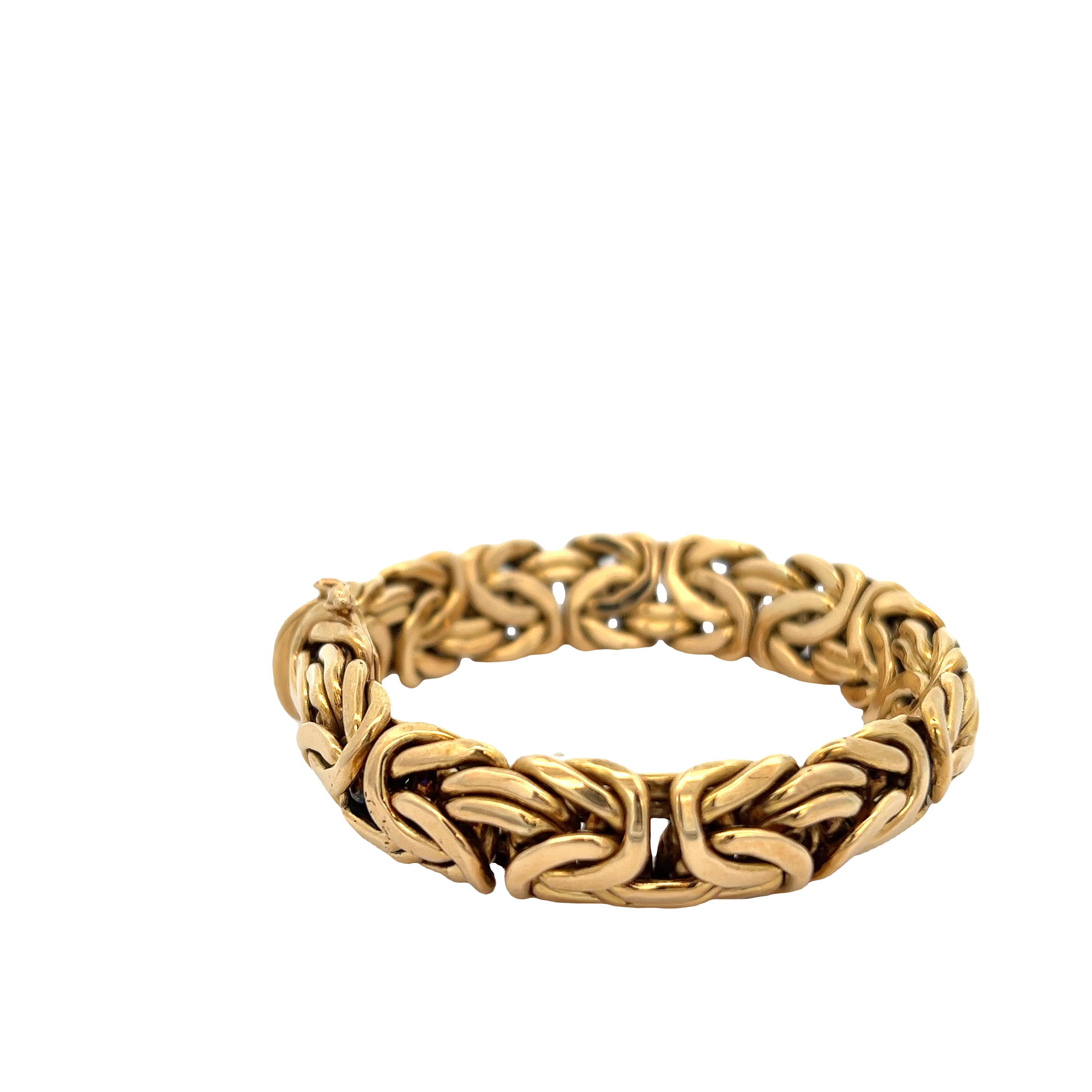 Vintage 1970s Italian Made 14KT Yellow Gold Byzantine Link Bracelet