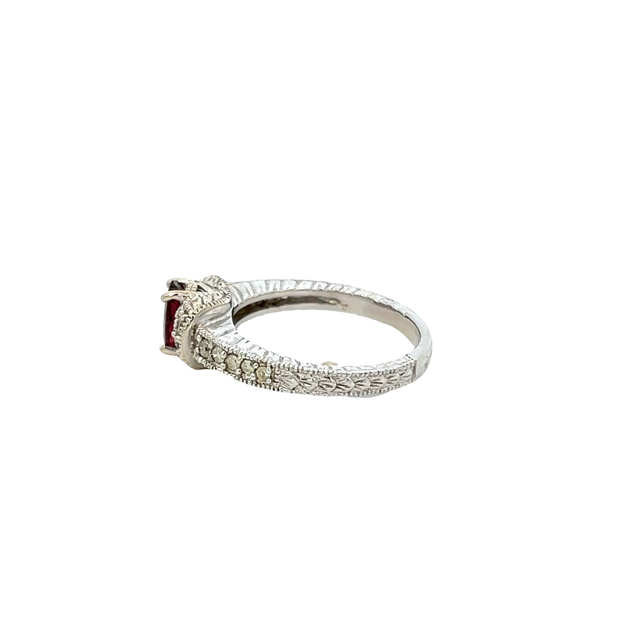 14KT White Gold Pink Tourmaline And Diamond Ring