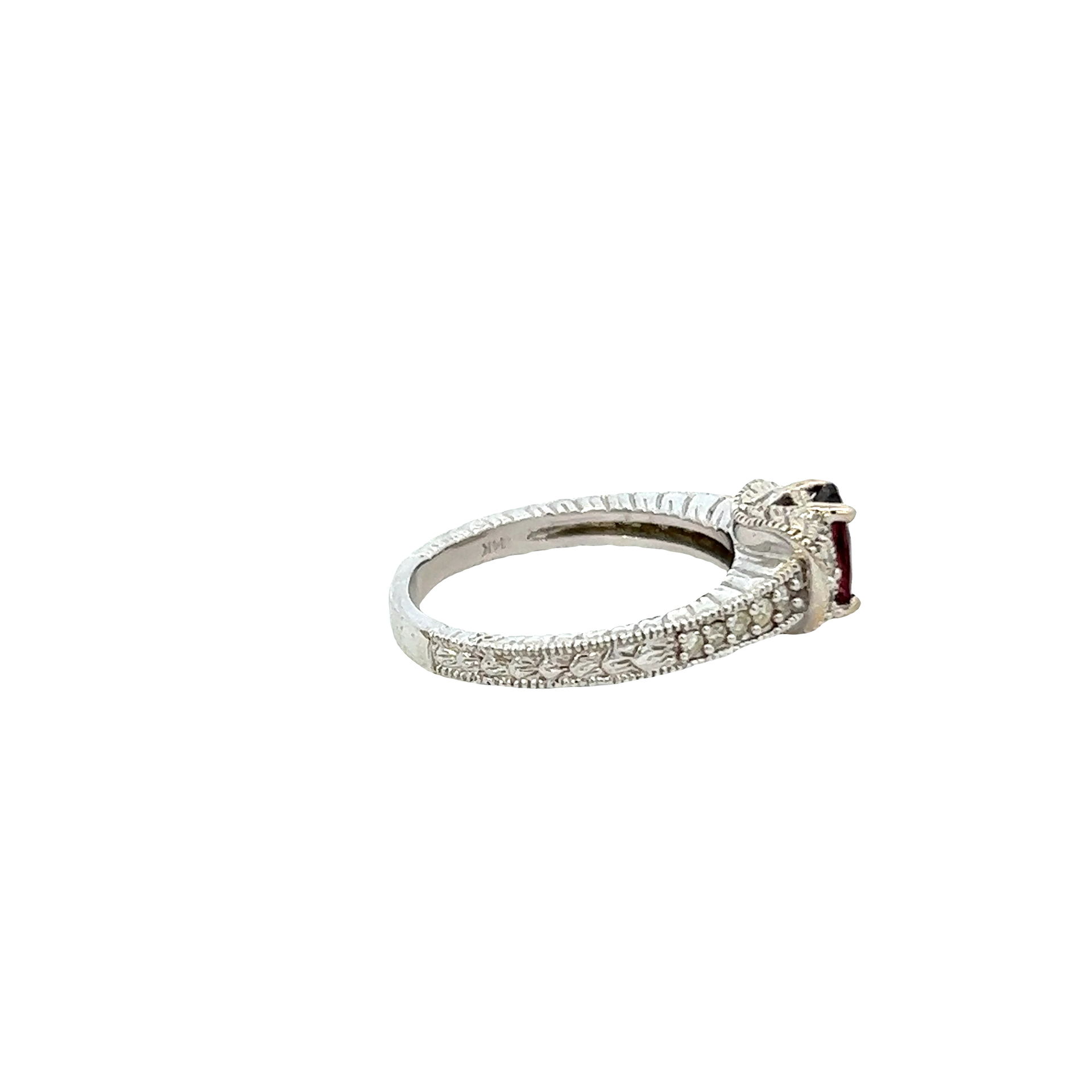 14KT White Gold Pink Tourmaline And Diamond Ring