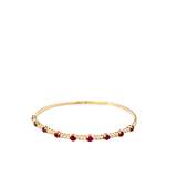 14KT Yellow Gold Round Cut Diamond And Ruby Bangle