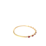 14KT Yellow Gold Round Cut Diamond And Ruby Bangle