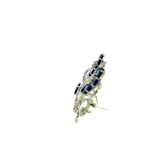 Estate 18KT White Gold Sapphire Floral Pin