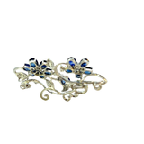 Estate 18KT White Gold Sapphire Floral Pin