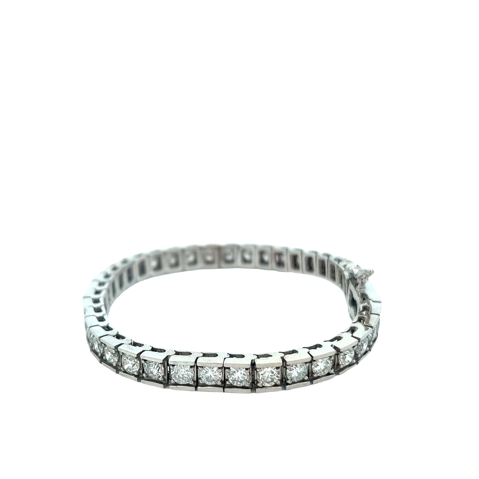 14KT White Gold Straight Line Diamond Tennis Bracelet