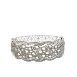 18KT White Gold Diamond Scallop Design Bangle