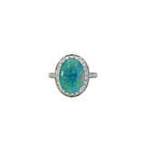 14KT White Gold Opal And Diamond Ring