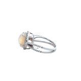 14KT White Gold Opal And Diamond Ring