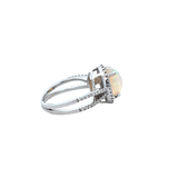 14KT White Gold Opal And Diamond Ring