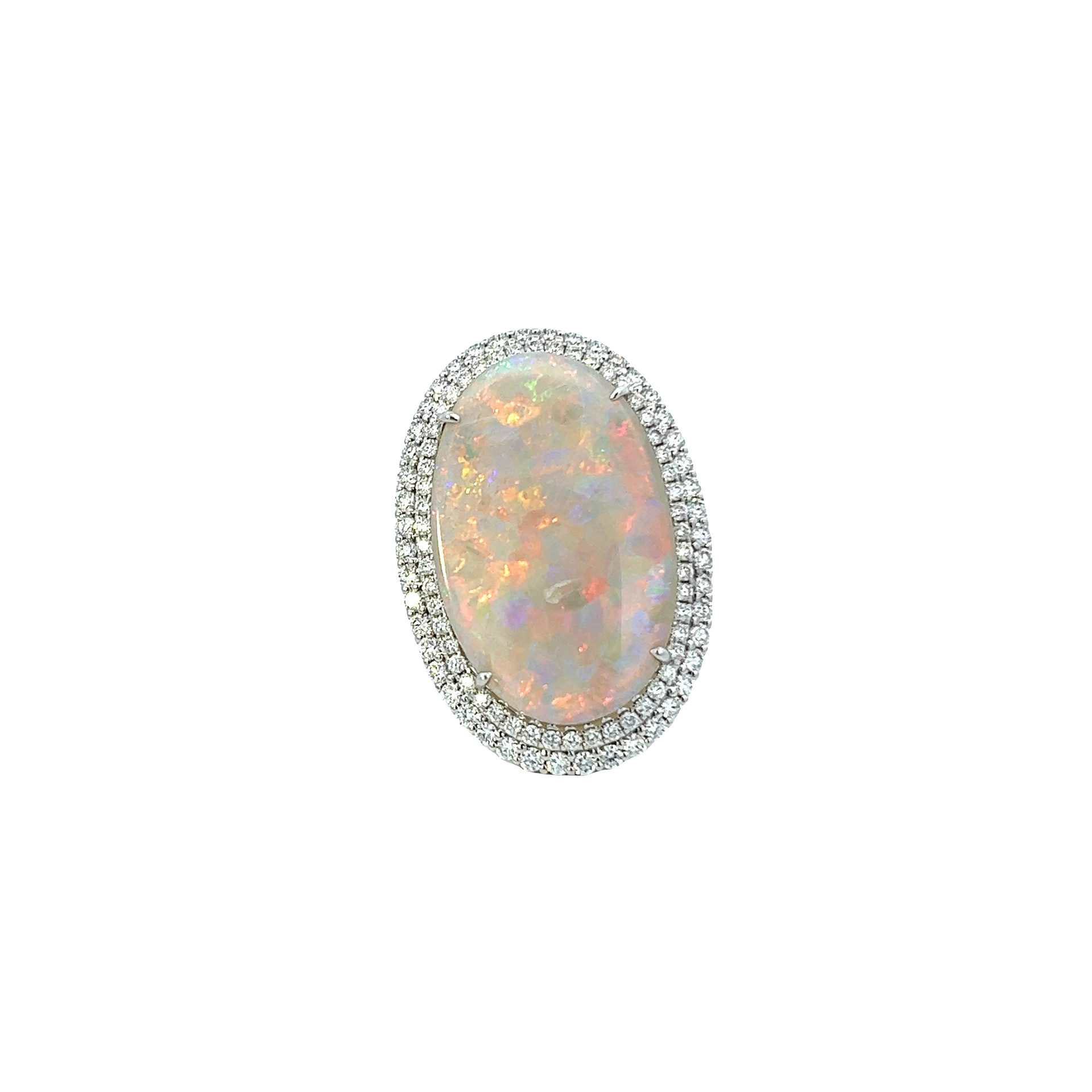 18KT White Gold Opal Diamond Ring