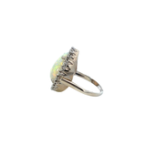 14KT White Gold Opal Diamond Ring