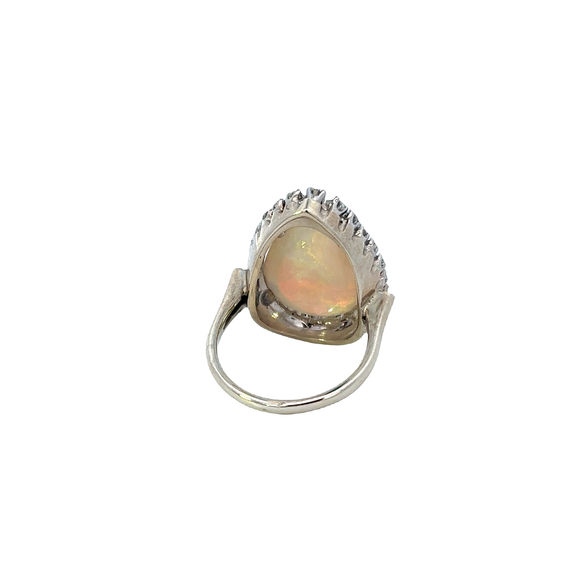 14KT White Gold Opal Diamond Ring