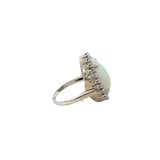 14KT White Gold Opal Diamond Ring