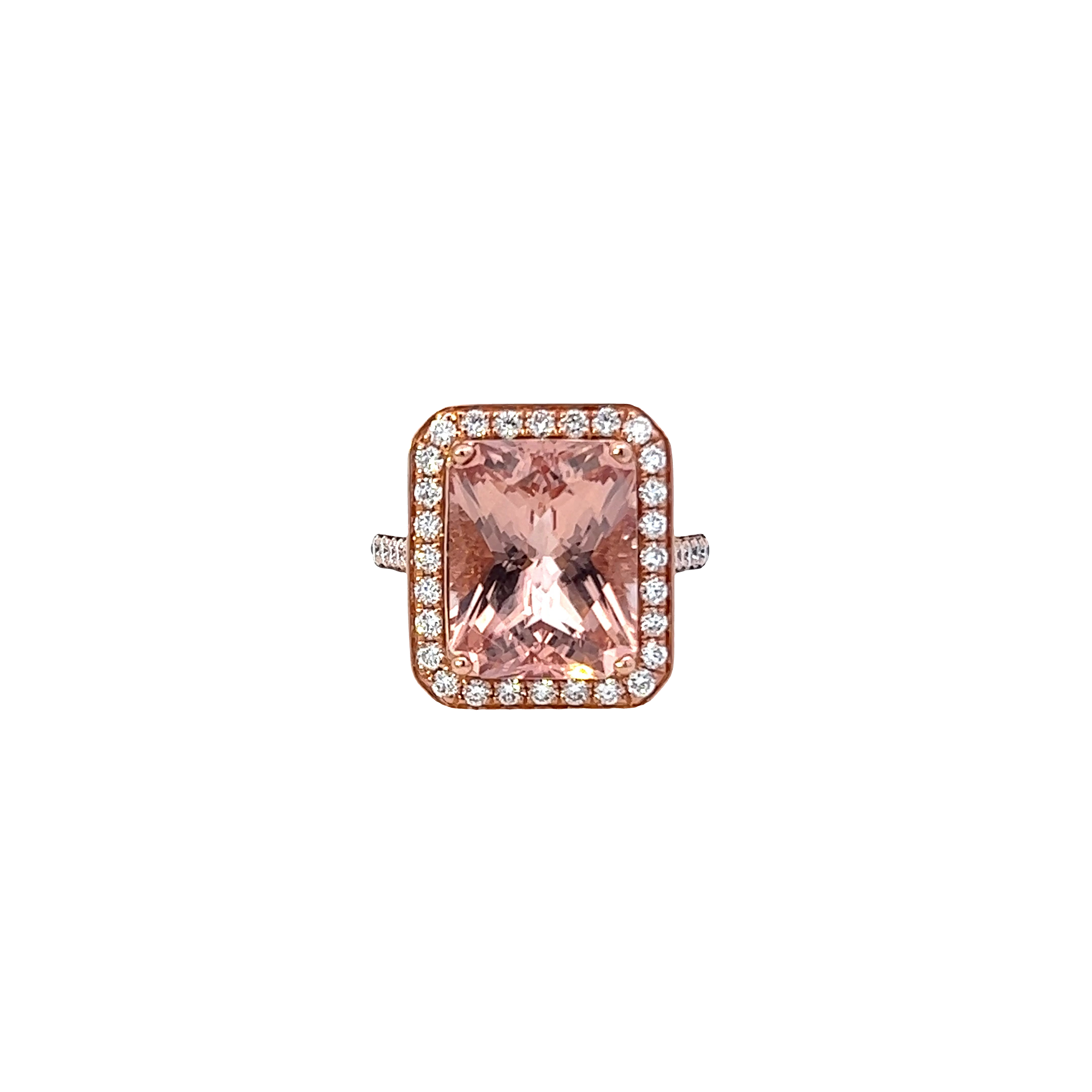 14KT Rose Gold Morganite And Diamond Ring