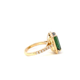 18KT Yellow Gold Green Tourmaline And Diamond Cocktail Ring