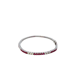 14KT White Gold Alternating Ruby And Diamond Straight Line Bracelet