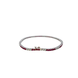 14KT White Gold Alternating Ruby And Diamond Straight Line Bracelet