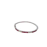 14KT White Gold Alternating Ruby And Diamond Straight Line Bracelet