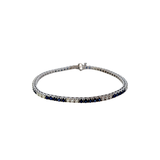 14KT White Gold Alternating Sapphire And Diamond Straight Line Bracelet