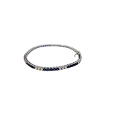 14KT White Gold Alternating Sapphire And Diamond Straight Line Bracelet