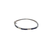 14KT White Gold Alternating Sapphire And Diamond Straight Line Bracelet