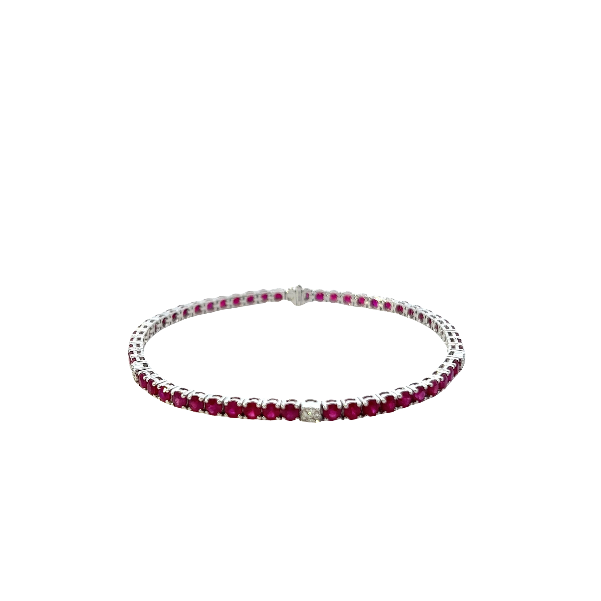 18KT White Gold Diamond And Ruby Bracelet