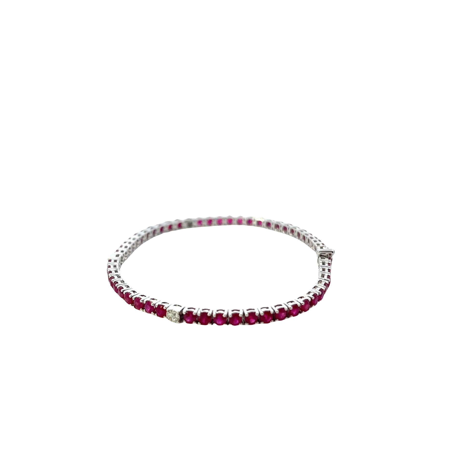 18KT White Gold Diamond And Ruby Bracelet