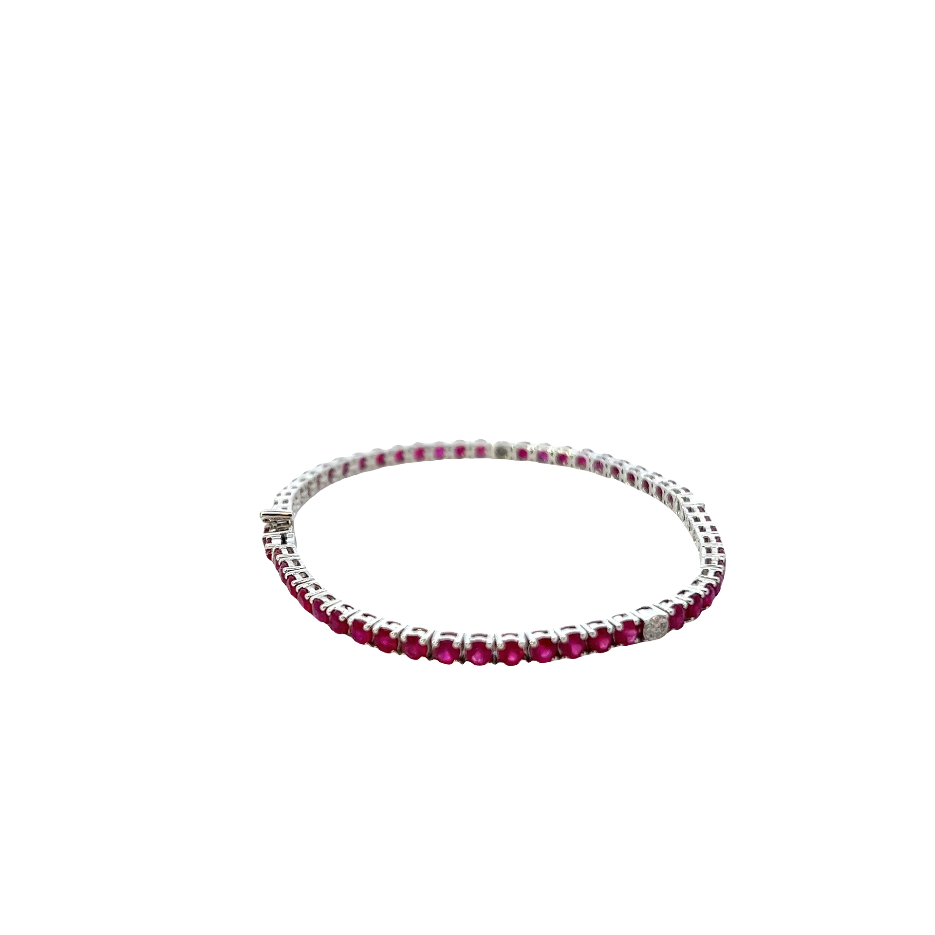 18KT White Gold Diamond And Ruby Bracelet