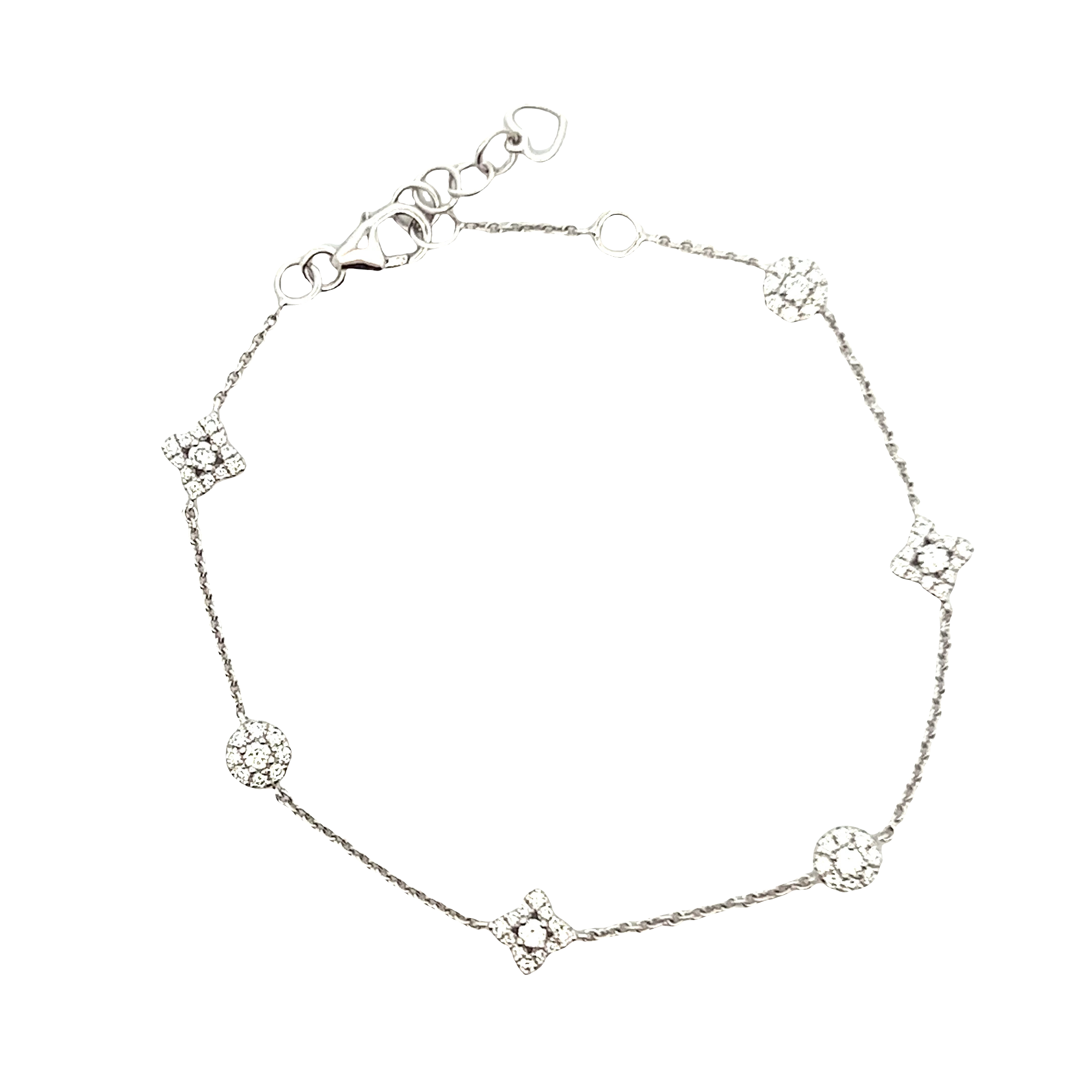 18KT White Gold Diamond Section Bracelet