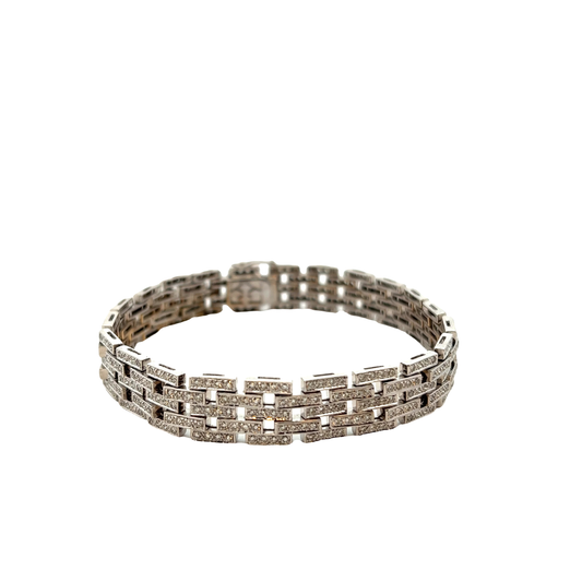 CIRCA 1970'S PANTHER DIAMOND LINK BRACELET