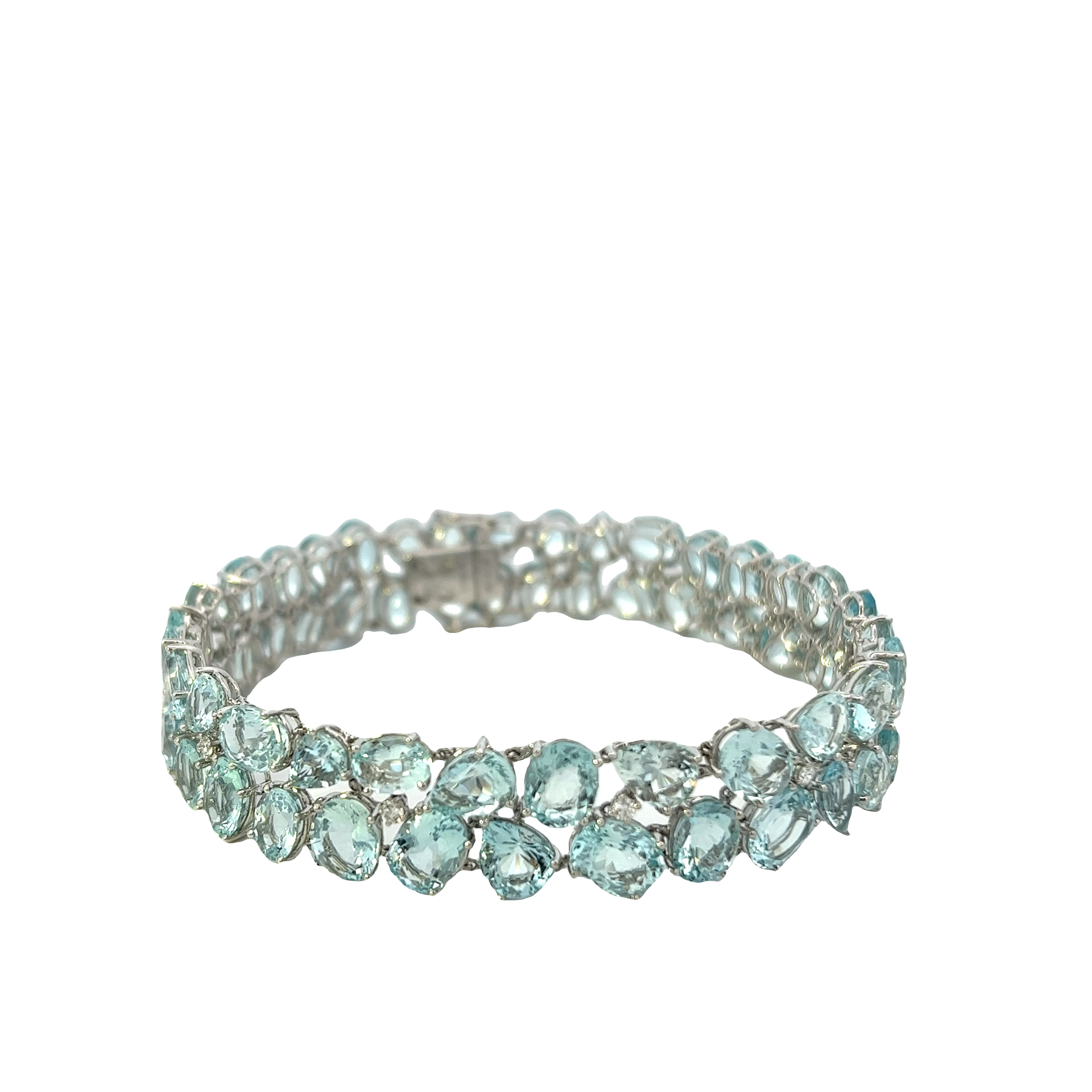 18KT White Gold Aquamarine And Diamond Bracelet