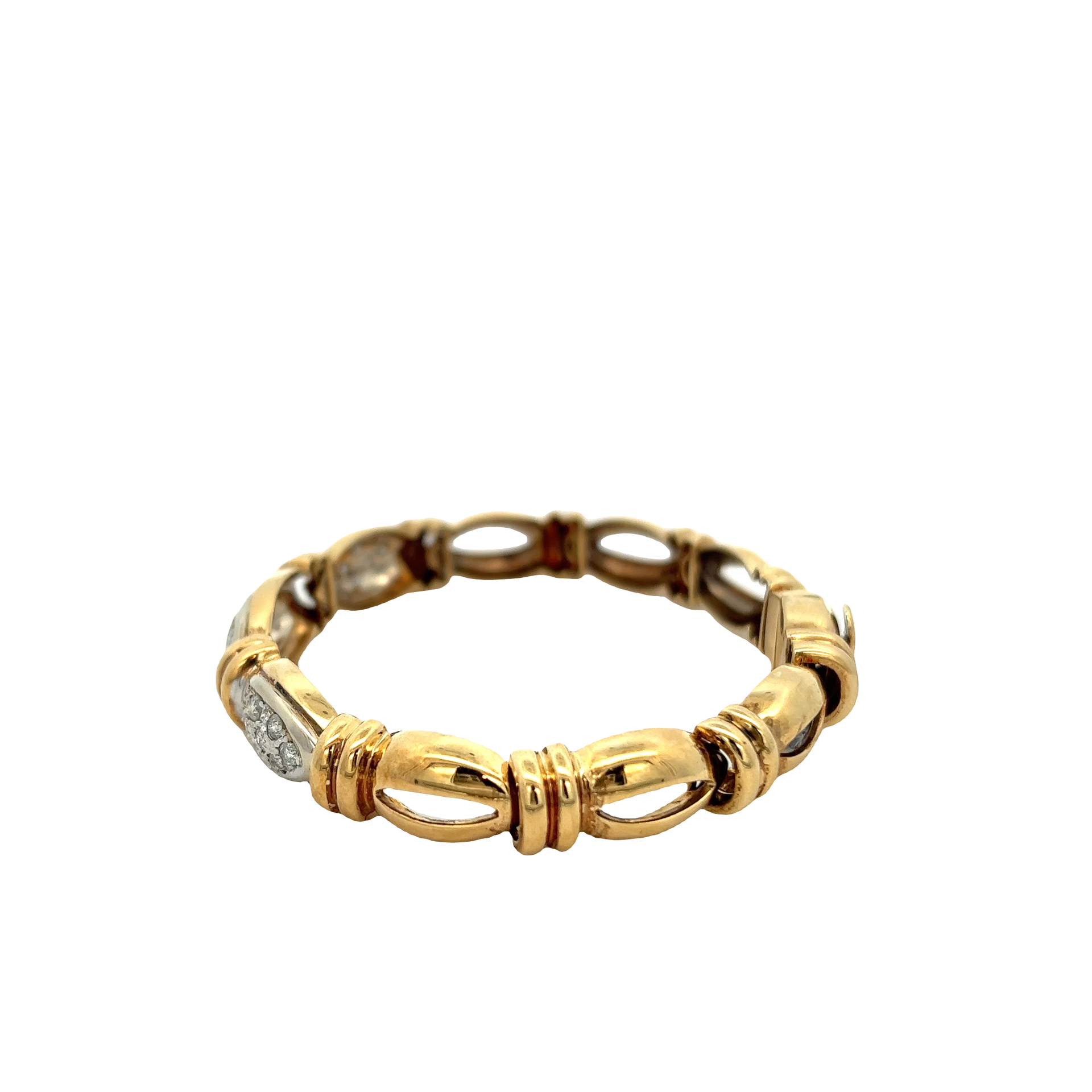 ESTATE CIRCA 1970'S ITALIAN OVAL LINK AND DIAMOND BRACELET