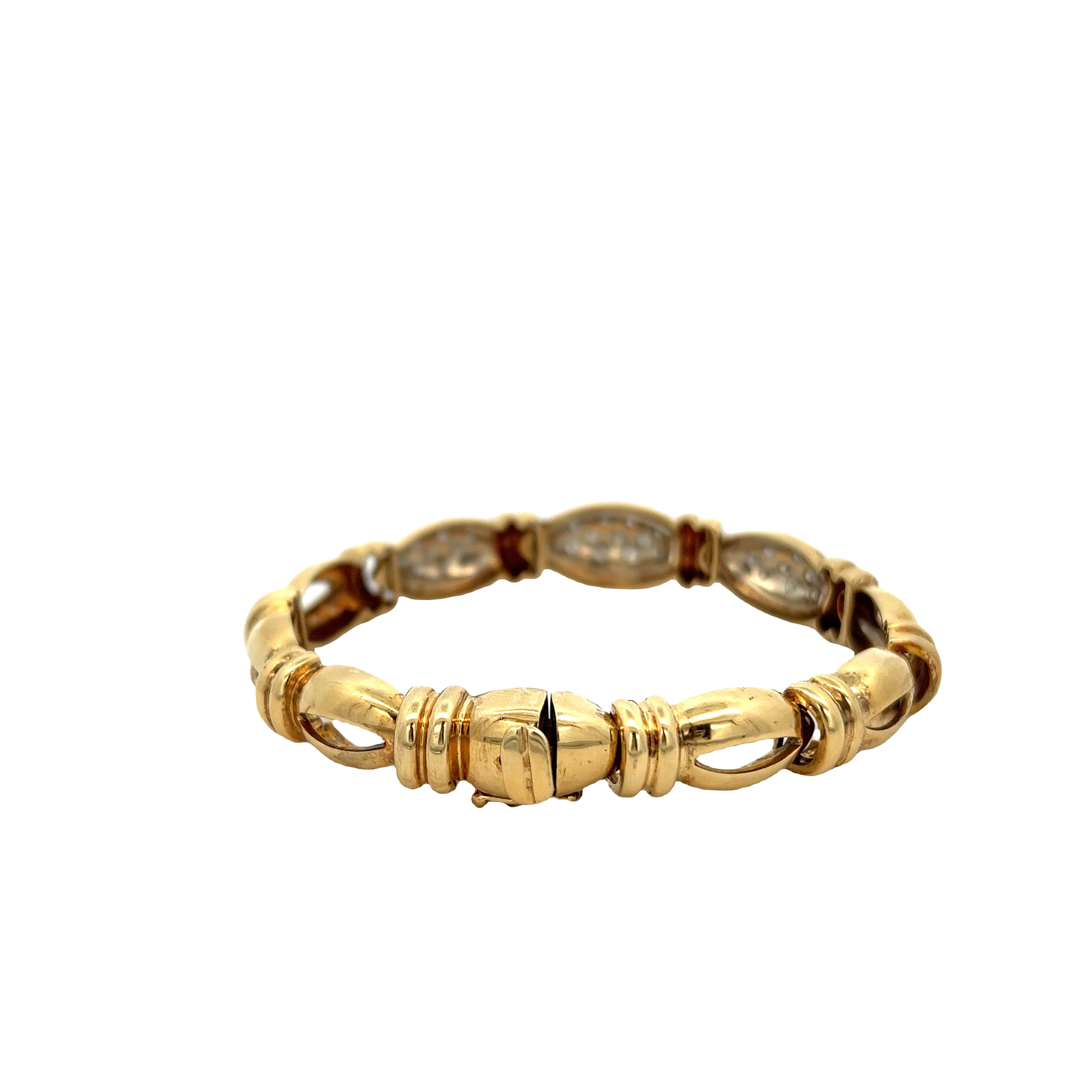 ESTATE CIRCA 1970'S ITALIAN OVAL LINK AND DIAMOND BRACELET